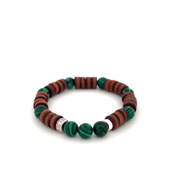 Preview: LeatherPearl Armband mit Malachit